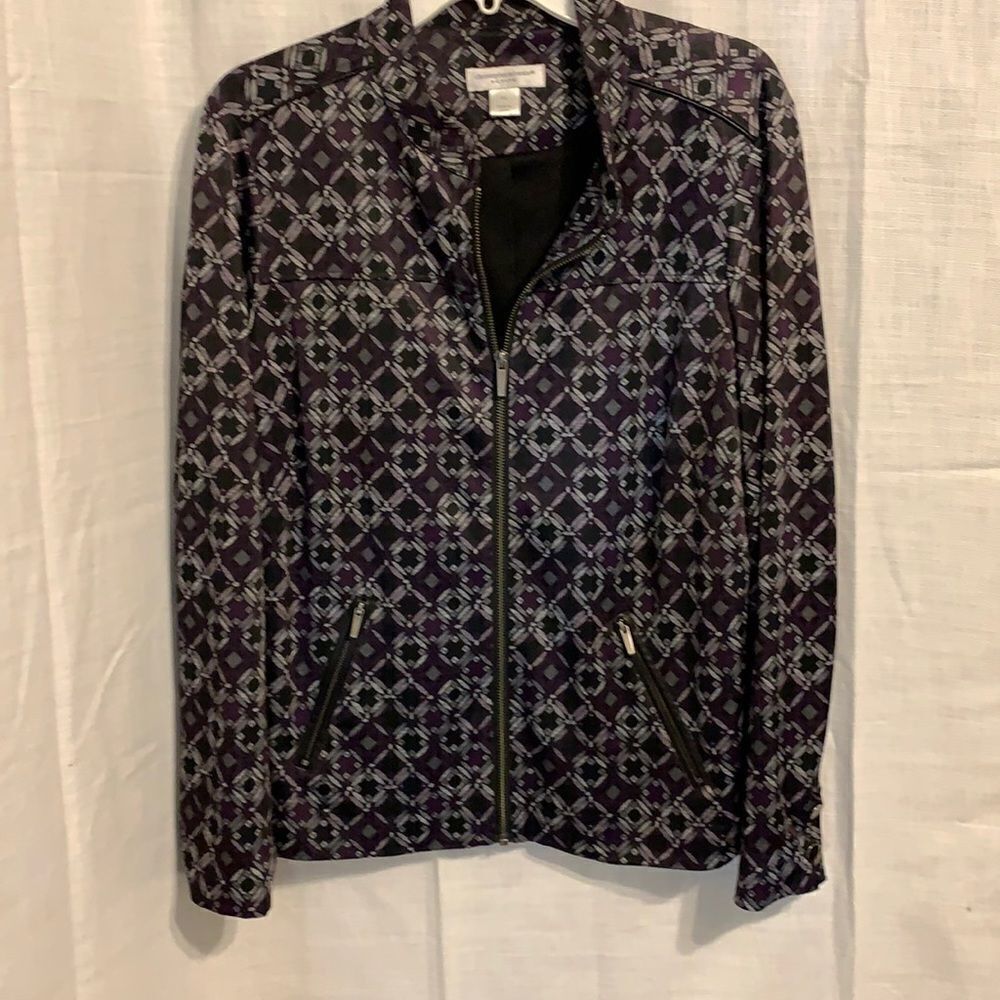 Christopher & Banks Size large petite purple and black light-weight jacket